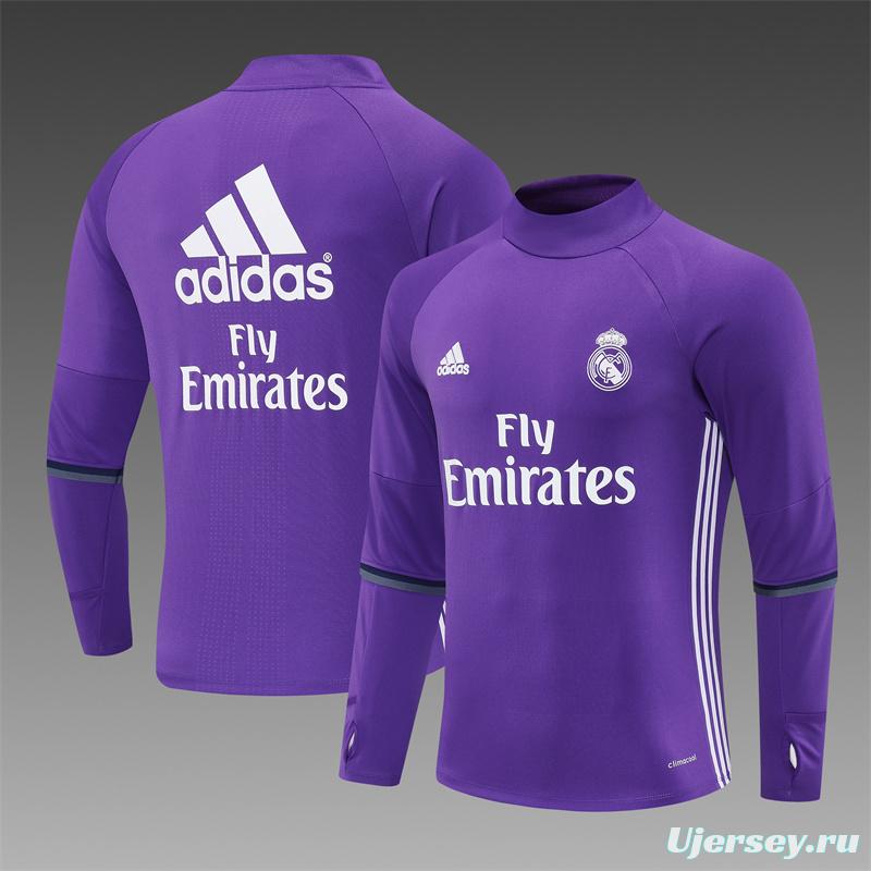 Retro 16/17 Real Madrid Purple Half Zipper Jacket+Long Pants