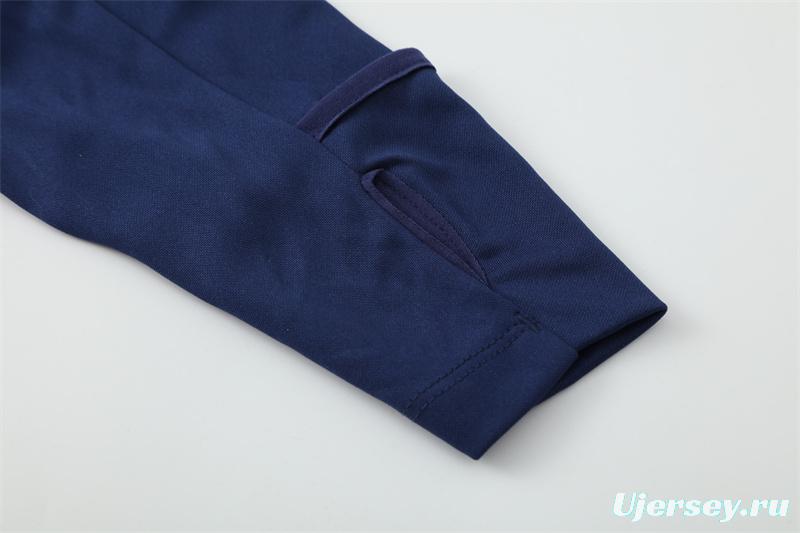 Retro 16/17 Real Madrid Royal Blue Half Zipper Jacket