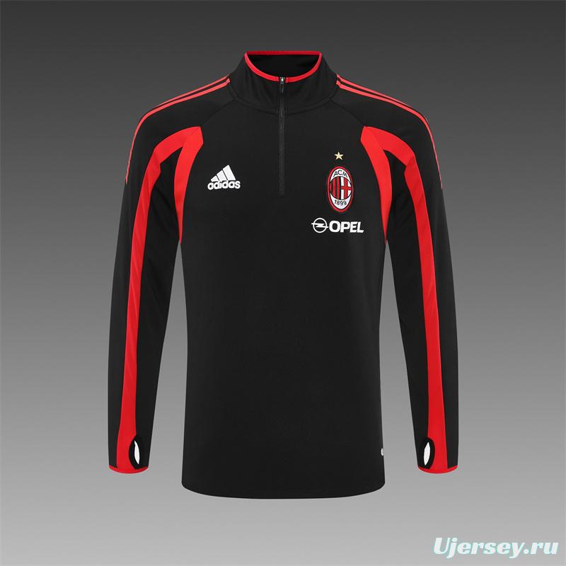 Retro 05/06 AC Milan Black Half Zipper Jacket+Long Pants