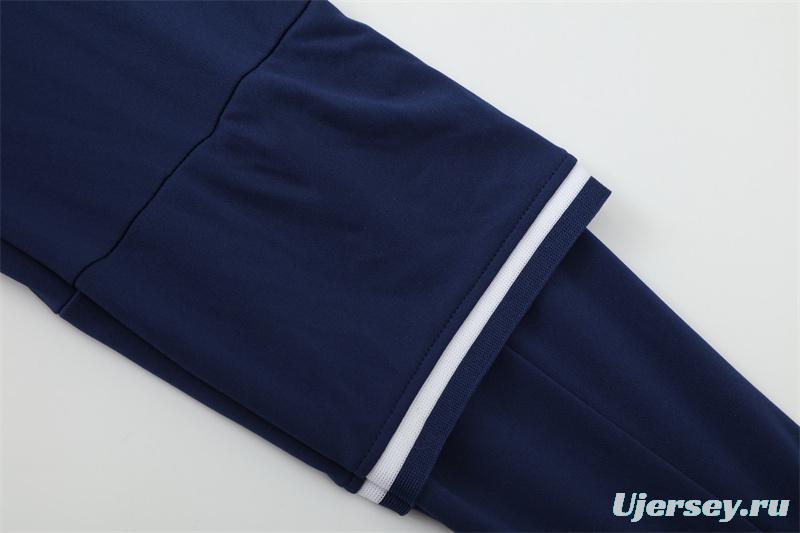 Retro 16/17 Real Madrid Royal Blue Half Zipper Jacket+Long Pants