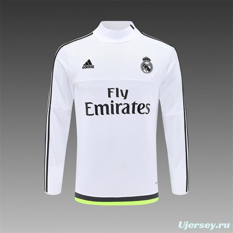 Retro 15/16 Real Madrid White Half Zipper Jacket