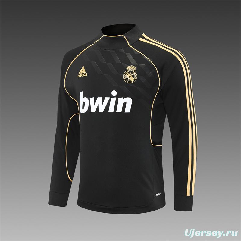 Retro 11/12 Real Madrid Black Half Zipper Jacket+Long Pants