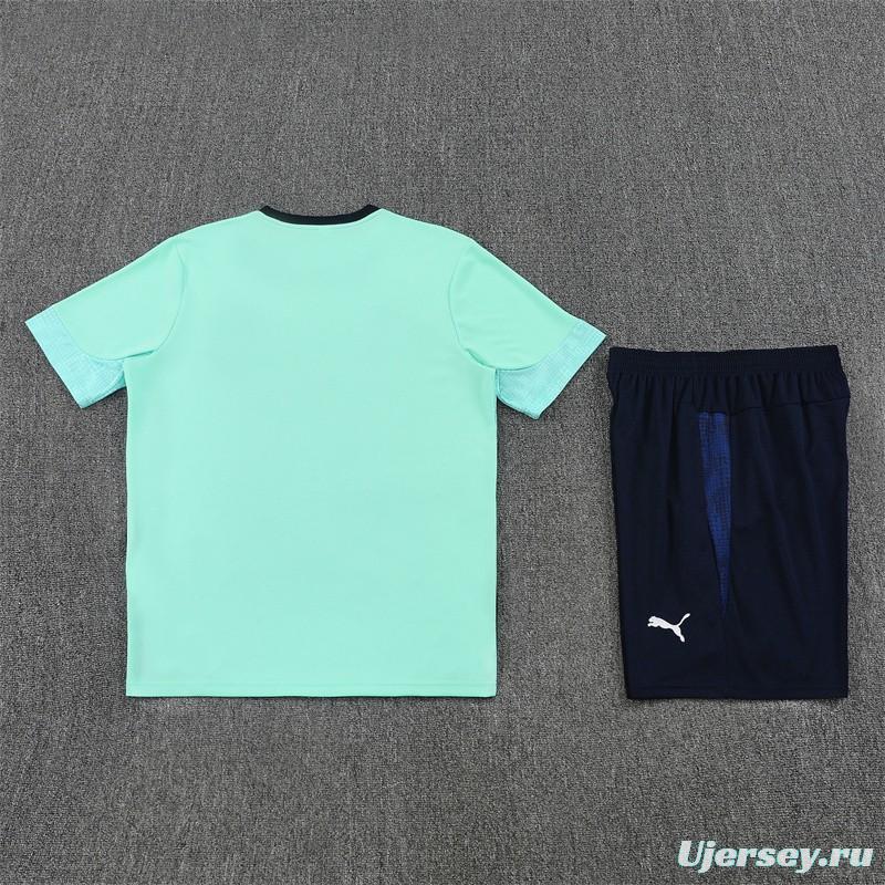 25/26 Olympique de Marseille Lake Blue Camouflage with XS Short Sleeve+Soccer Shorts