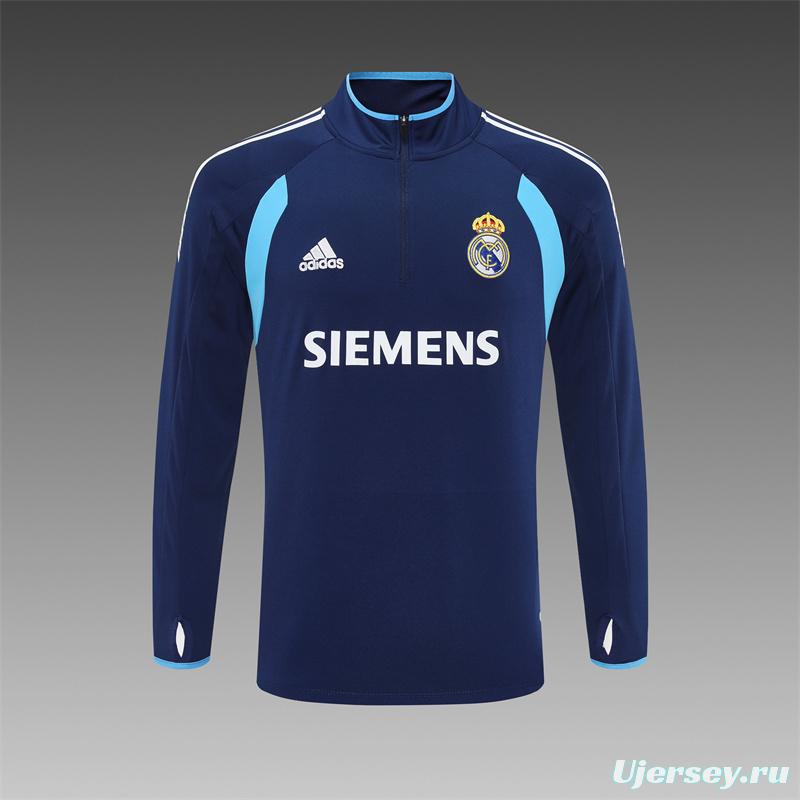 Retro 05/06 Real Madrid Royal Blue Half Zipper Jacket