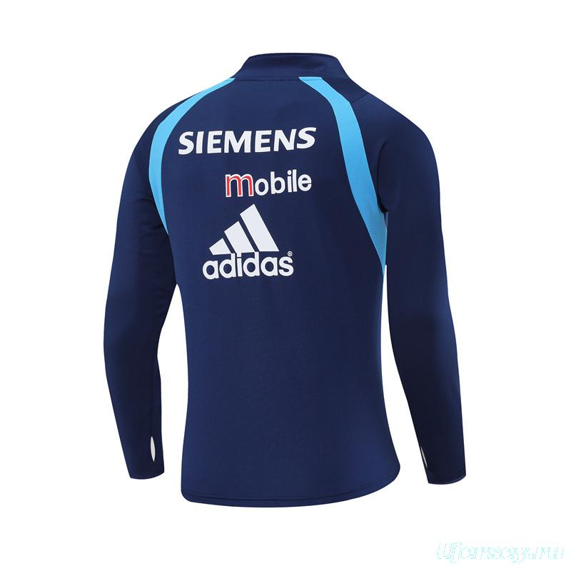 Retro 03/04 Real Madrid Royal Blue Half Zipper Jacket+Long Pants