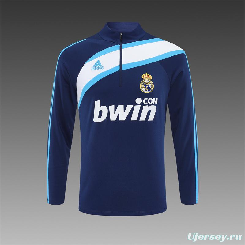 Retro 09/10 Real Madrid Royal Blue Half Zipper Jacket