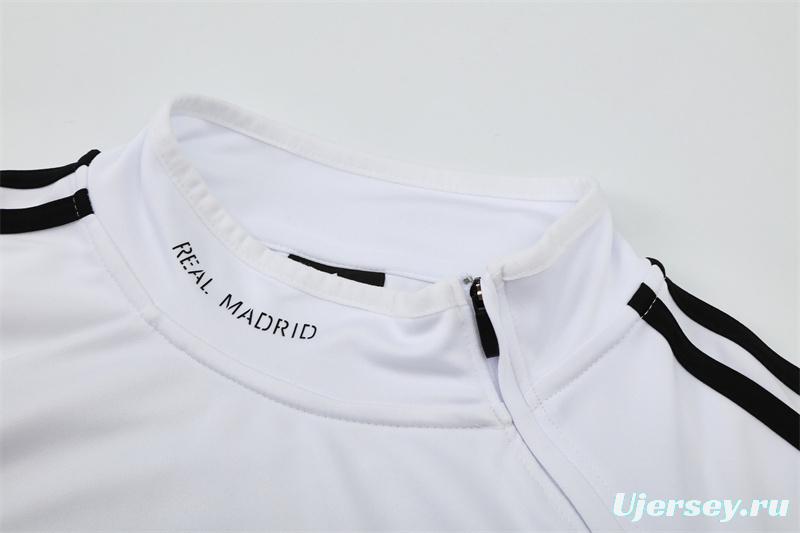 Retro 13/14 Real Madrid White Half Zipper Jacket