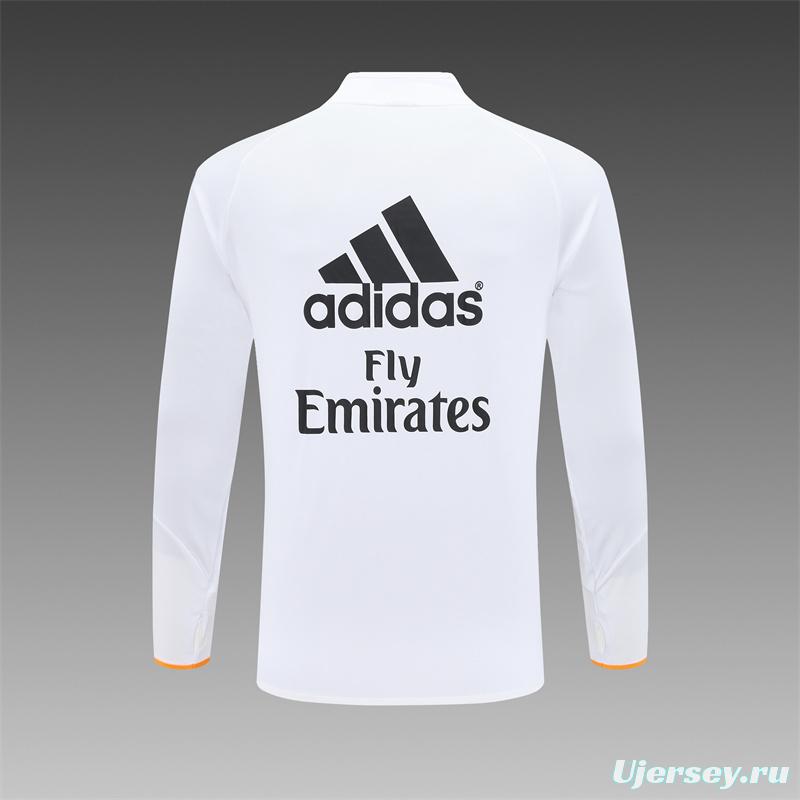 Retro 13/14 Real Madrid White Half Zipper Jacket