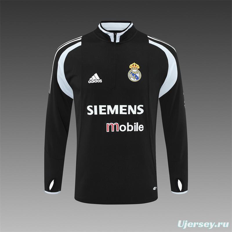 Retro 04/05 Real Madrid Black Half Zipper Jacket+Long Pants