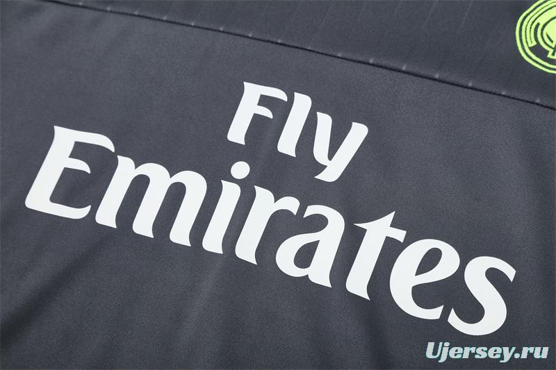 Retro 15/16 Real Madrid Dark Grey Half Zipper Jacket