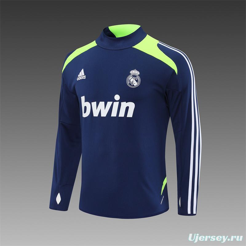 Retro 12/13 Real Madrid Royal Blue Half Zipper Jacket+Long Pants
