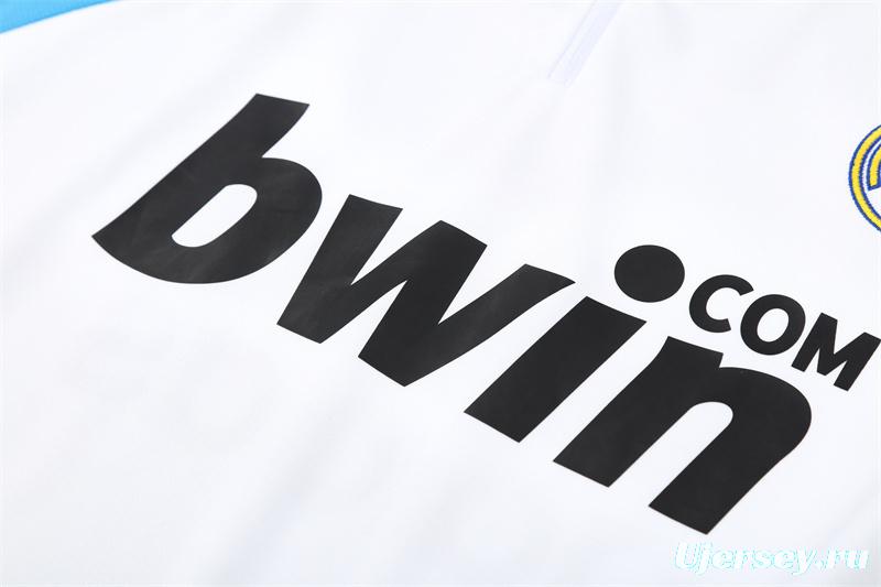 Retro 09/10 Real Madrid White Half Zipper Jacket+Long Pants