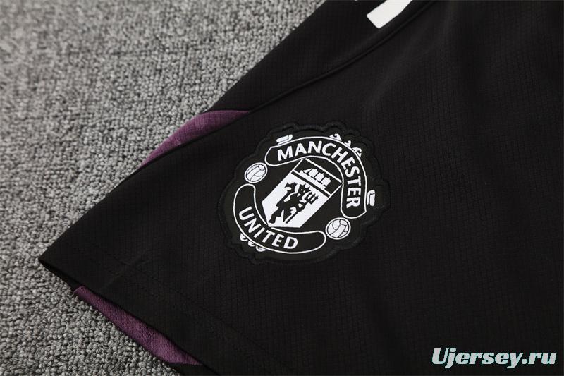 25/26 Manchester United White Purple Short Sleeve+Soccer Shorts