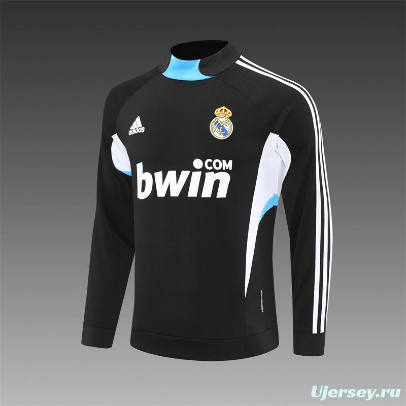 Retro 08/09 Real Madrid Black Half Zipper Jacket