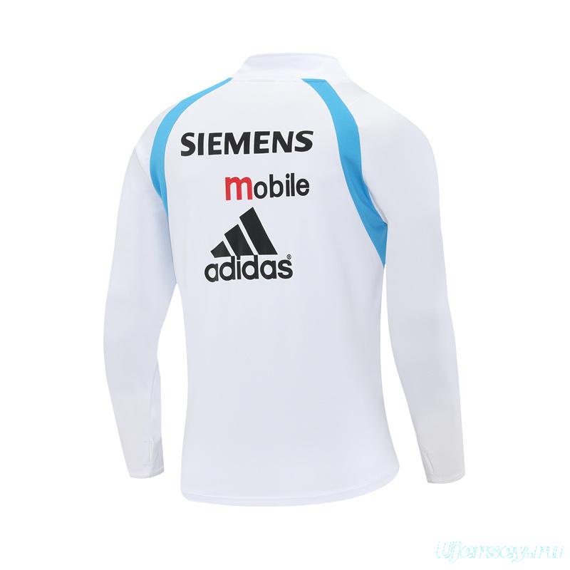 Retro 03/04 Real Madrid White Half Zipper Jacket