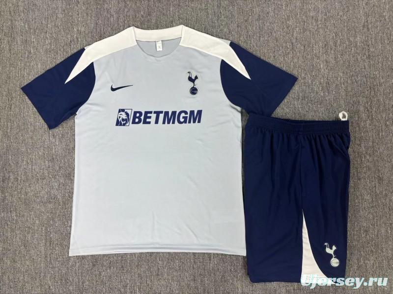 25/26 Kids Tottenham Hotspur Grey Short Sleeve+Soccer Shorts