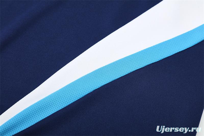 Retro 09/10 Real Madrid Royal Blue Half Zipper Jacket+Long Pants