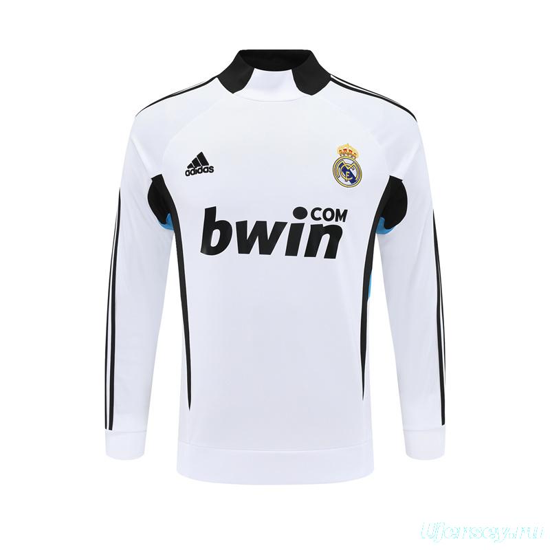 Retro 08/09 Real Madrid White Half Zipper Jacket+Long Pants