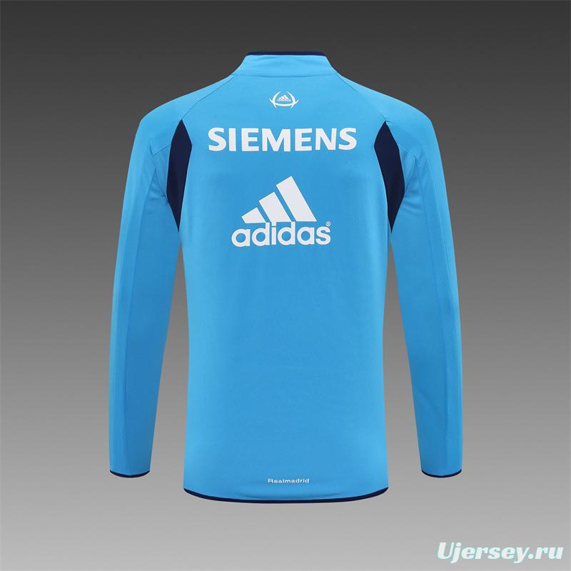 Retro 05/06 Real Madrid Light Blue Half Zipper Jacket