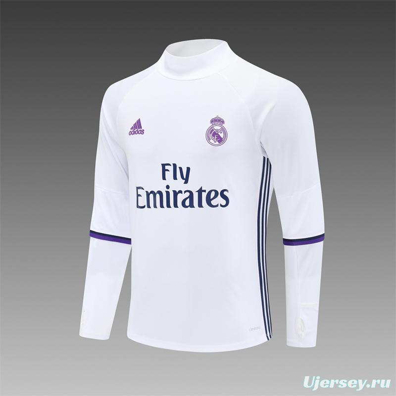 Retro 16/17 Real Madrid White Half Zipper Jacket