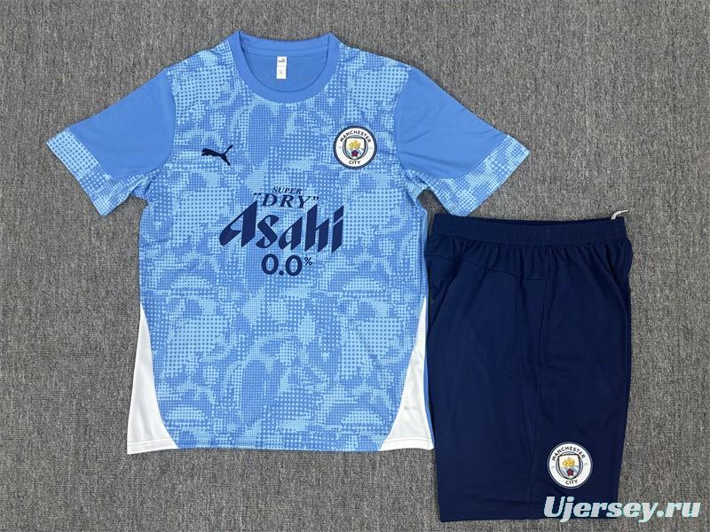 25/26 Kids Manchester City Light Blue Camouflage Short Sleeve+Soccer Shorts