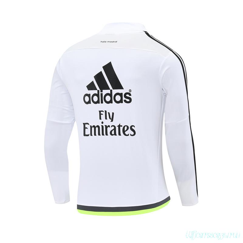 Retro 15/16 Real Madrid White Half Zipper Jacket+Long Pants