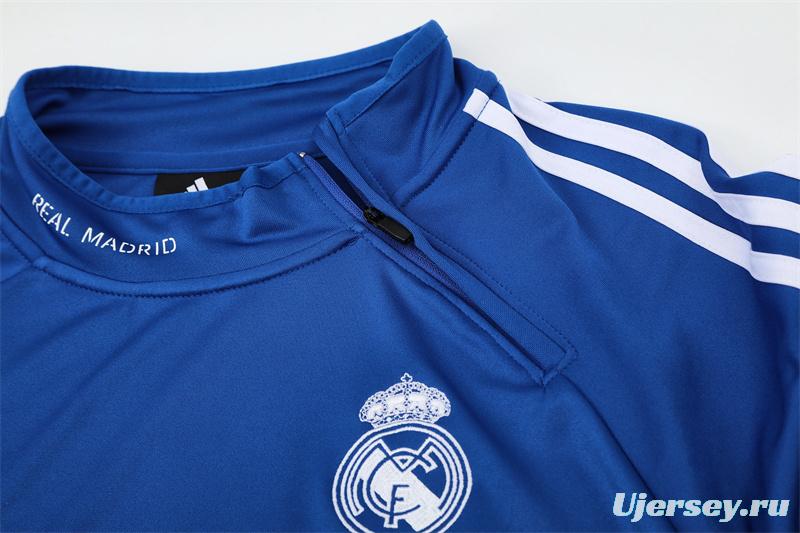 Retro 13/14 Real Madrid Color Blue Half Zipper Jacket