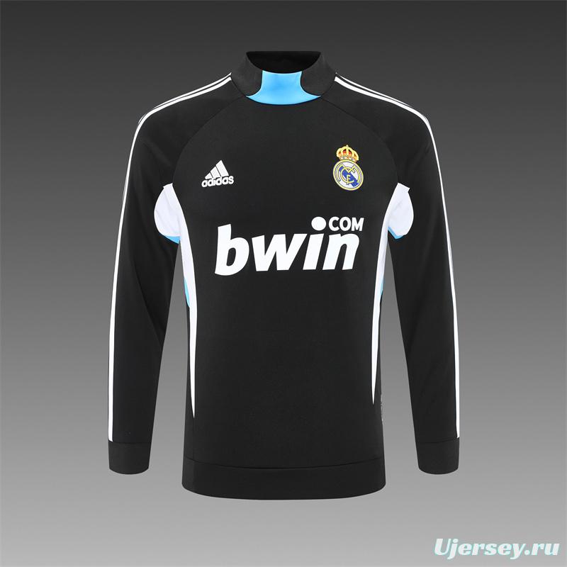 Retro 08/09 Real Madrid Black Half Zipper Jacket+Long Pants