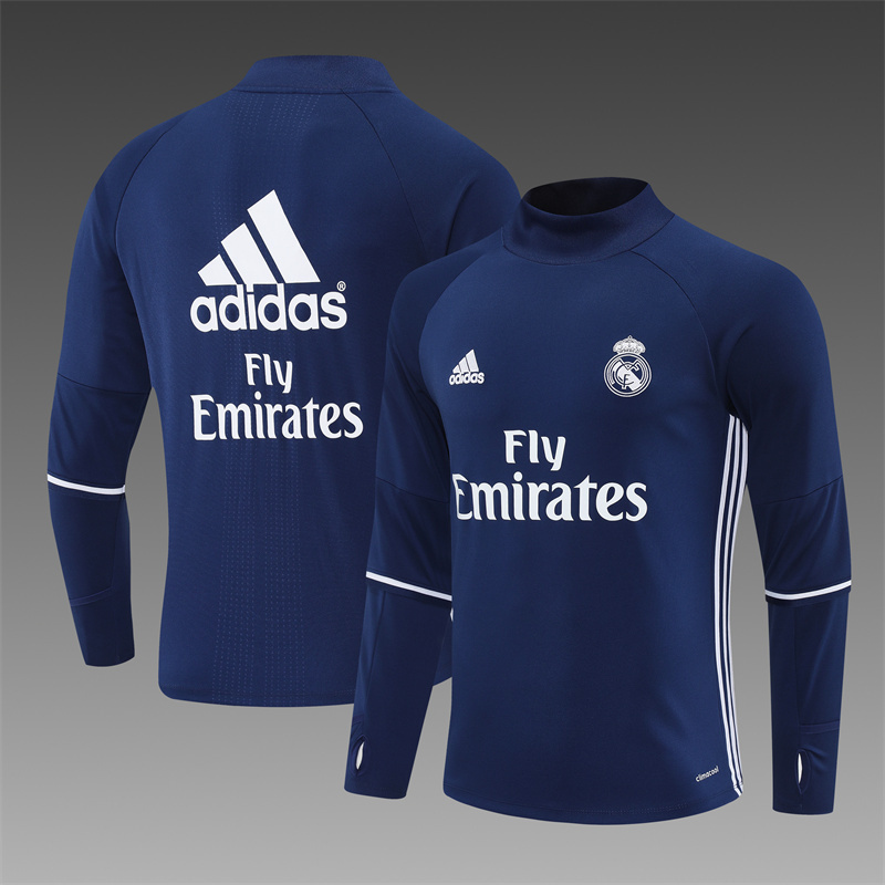Retro 16/17 Real Madrid Royal Blue Half Zipper Jacket