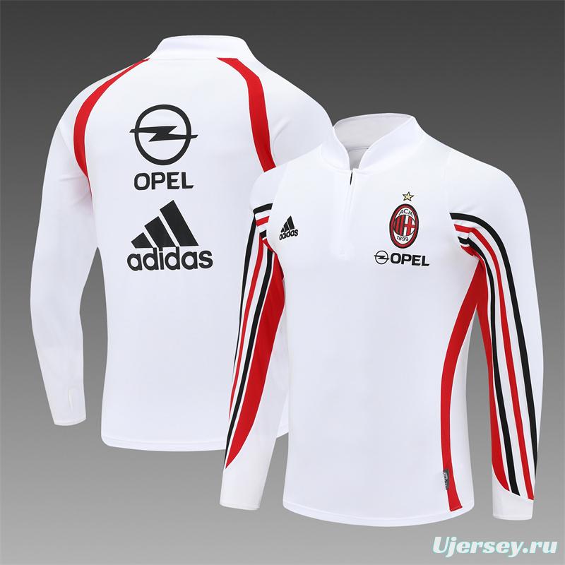 Retro 03/04 AC Milan White Half Zipper Jacket