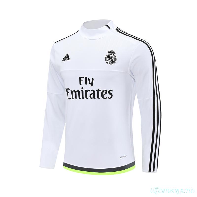Retro 15/16 Real Madrid White Half Zipper Jacket
