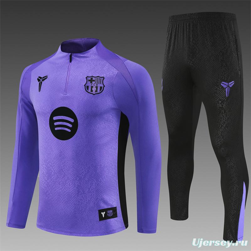 25/26 Barcelona Purple Joint Edition Half Zipper Jacket+Long Pants