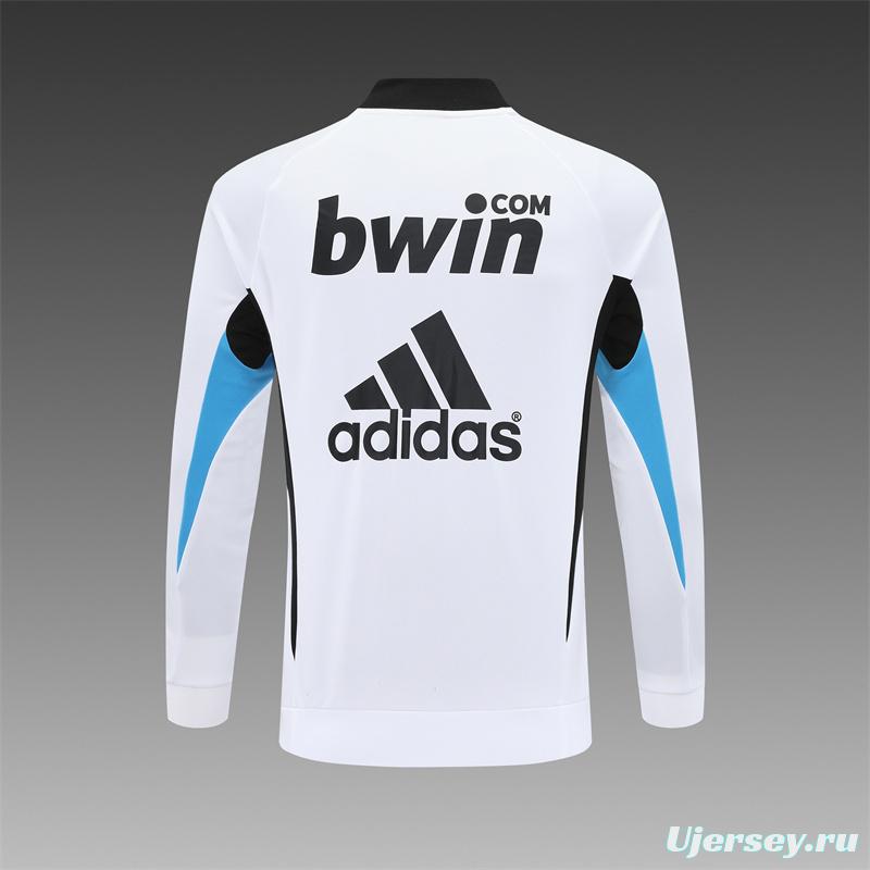Retro 08/09 Real Madrid White Half Zipper Jacket