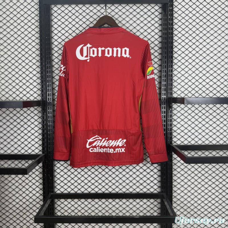 Player Version 25/26 Deportivo Toluca FC Red Home Long Sleeve Jersey