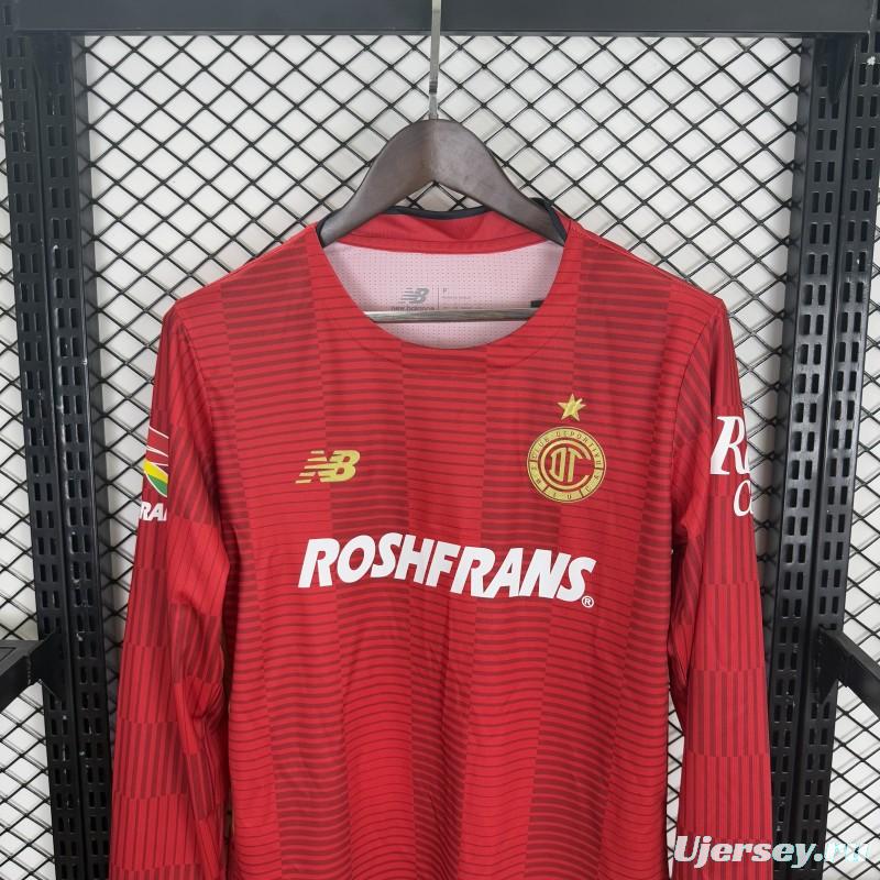Player Version 25/26 Deportivo Toluca FC Red Home Long Sleeve Jersey