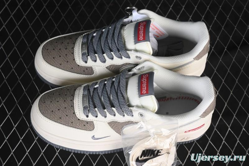 Nike Air Force 1 '07 Low Supreme Collaboration Beige Canvas Casual Sneakers - XX3168-210