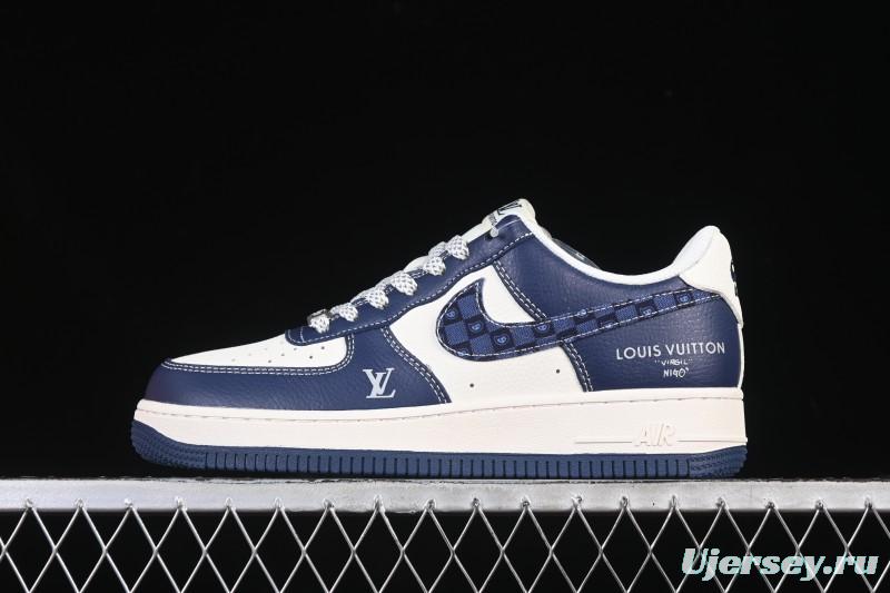 Nike Air Force 1 '07 Low LV Collaboration Navy Blue Cashew Flower Casual Sneakers - JP8028-009