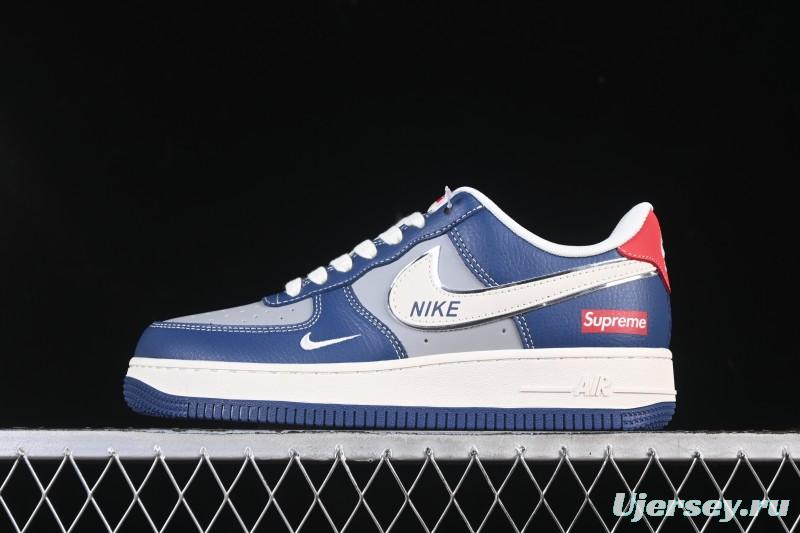 Nike Air Force 1 '07 Low Supreme Collaboration White Blue Gray Red Casual Sneakers - XD2588-602