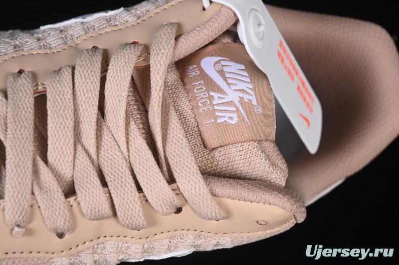 Nike Air Force 1'07 Low Knit Khaki Casual Sneakers - CI0051-200