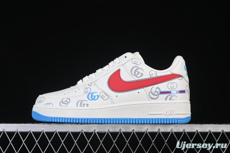 Nike Air Force 1'07 Low Gucci Collaboration White Red Blue Low-Top Casual Sneakers - SC0601-572