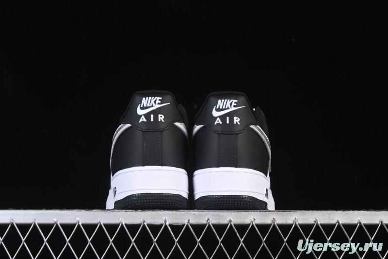 Nike Air Force 1'07 Low Black White Cracked Leather Casual Sneakers - ZH0316-118