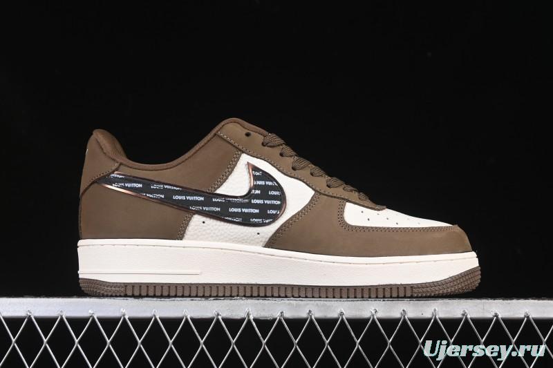 Nike Air Force 1 '07 Low LV Collaboration Military Green Silver Black Casual Sneakers - DK0188-086