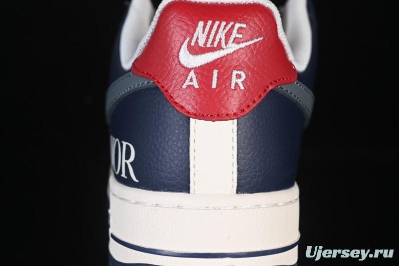 Nike Air Force 1 '07 Low Dior Collaboration White Blue Gray Hook Casual Sneakers - XD2588-603
