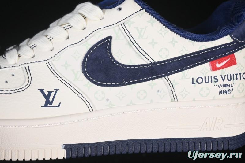 Nike Air Force 1 '07 Low LV Collaboration Print Light Blue Swoosh Casual Sneakers - MZ9588-817