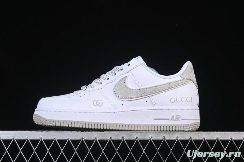 Nike Air Force 1 '07 Low Gucci Collaboration Light Gray Denim Glow-in-the-Dark Low-Top Casual Sneakers - XX3168-197