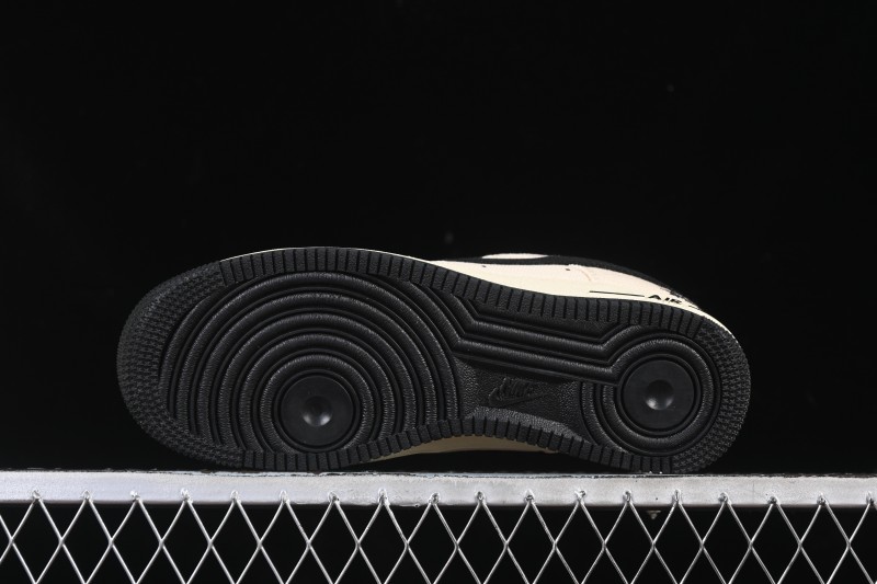 Nike Air Force 1 '07 Low Stussy Collaboration Beige Black Canvas Casual Sneakers - XX3168-155