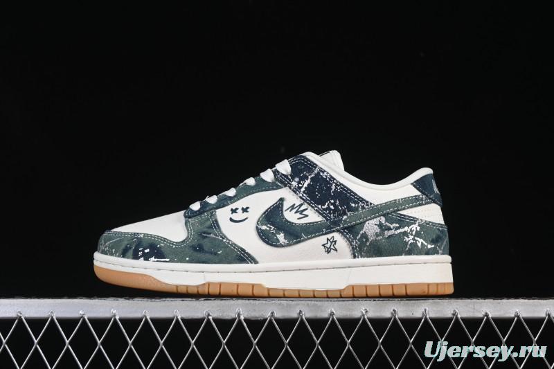 Nike SB Dunk Low Military Green Woven Custom Low-Top Casual Skate Shoes - SC0601-464