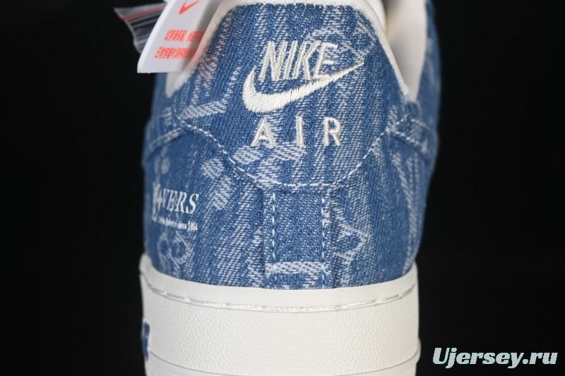 Nike Air Force 1'07 Low LV Collaboration White Denim Blue Casual Sneakers - YF9511-815