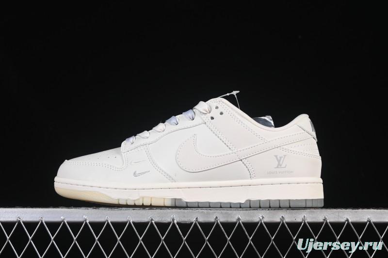 Nike SB Dunk Low LV Collaboration Beige Gray Double Swoosh Crystal Sole Anniversary Custom Low-Top Casual Skate Shoes - XX3168-190