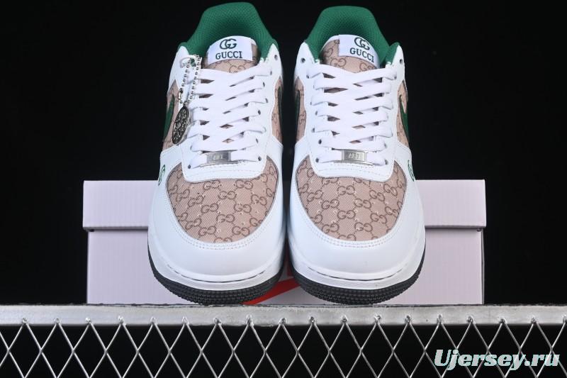 Nike Air Force 1 '07 Low Gucci Collaboration Pattern Grass Green Casual Sneakers - AH8462-004